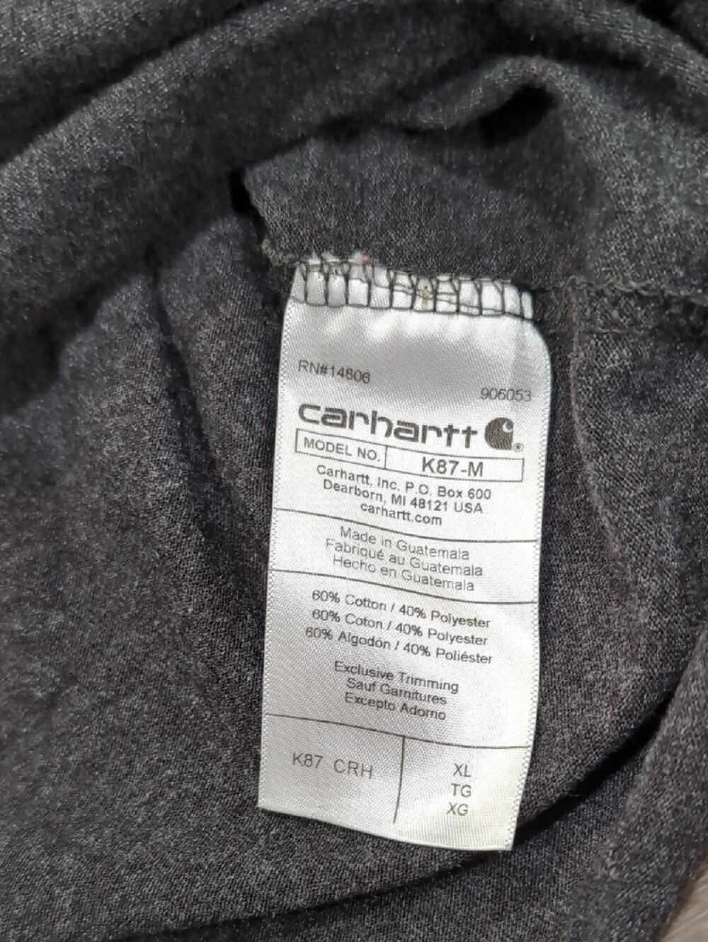 Carhartt Pocket Tee in Dark Charcoal with Gold Logo - Picture 6 of 7